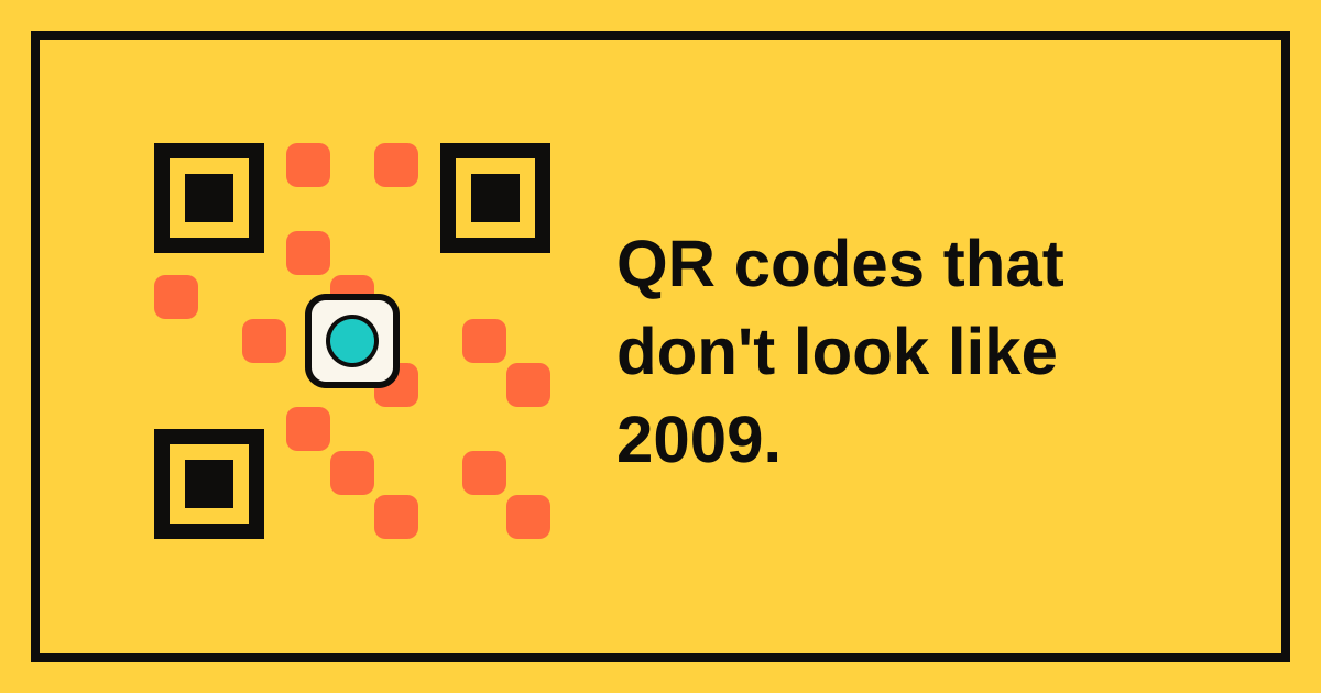 Stylized QR code with a coloured logo cutout