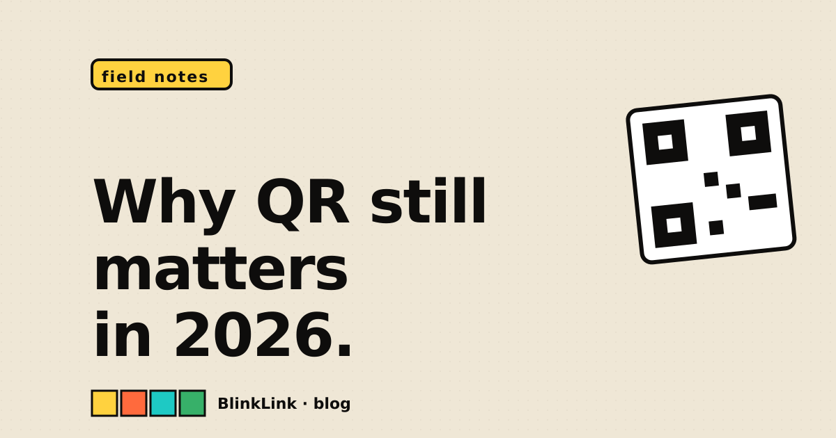 Tilted QR code illustration with a yellow eyebrow chip